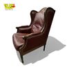 Image 2 : Classic Leather Wing Back Chair in Burgundy Leather Excellent Condition 29 x 32 x 49"
