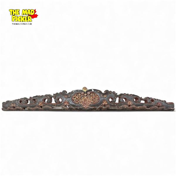 Antique Chinese Carved Opium Den Lohan Daybed Back Piece 65" Long