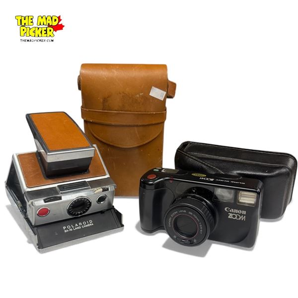 Vintage Polaroid SX-70 & Canon Zoom Sure Shot Camera
