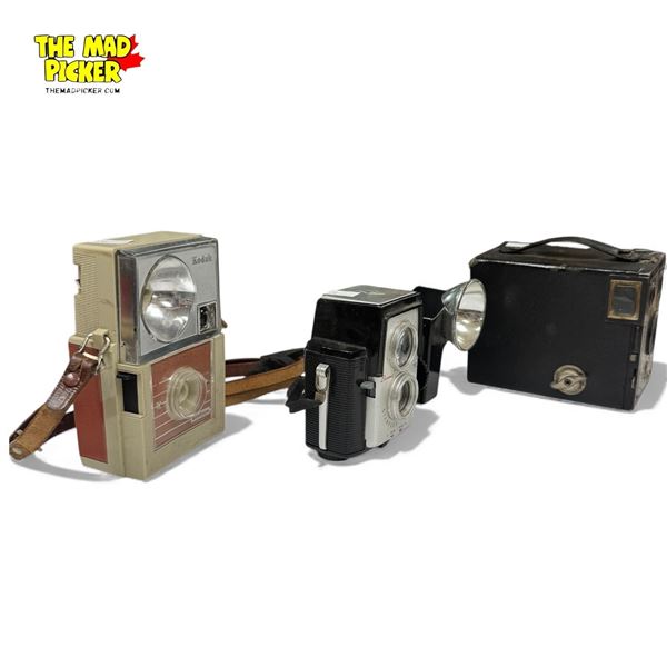 Collection of Kodak & Brownie Vintage Cameras: Junior Six-20 Box Camera, Starfield & FlashFun