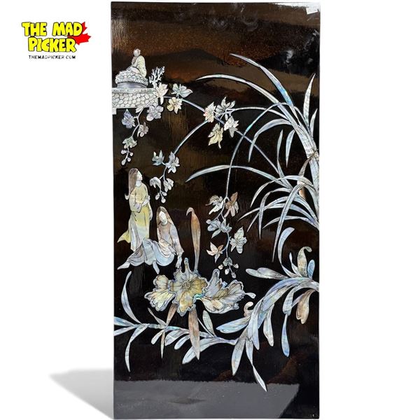 Vietnamese Mother-Of-Pearl Inlay Lacquer Panel .16x32"