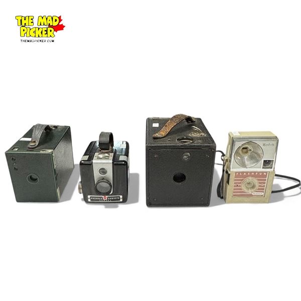 Collection of Kodak & Brownie Vintage Cameras: Model 120, Brownie Hawkeye, Flash Fun & More