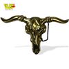 Image 1 : Solid Brass Baron Longhorn Steer Skull Belt Buckle 6.75" Across