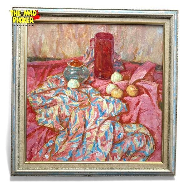 Framed Original Painting on Canvas Signed X G Shen "Shen Xing Gong" 28x29"