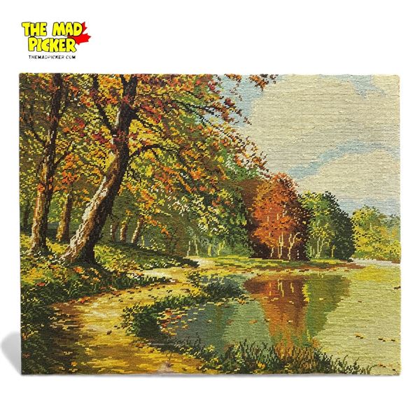 Unsigned Landscape Needlepoint 27.5x21.5"