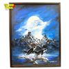 Image 1 : Framed Original Painting Of Killer Whales and Eagles Signed by Bazmpoosh 02 23.5x29.5"