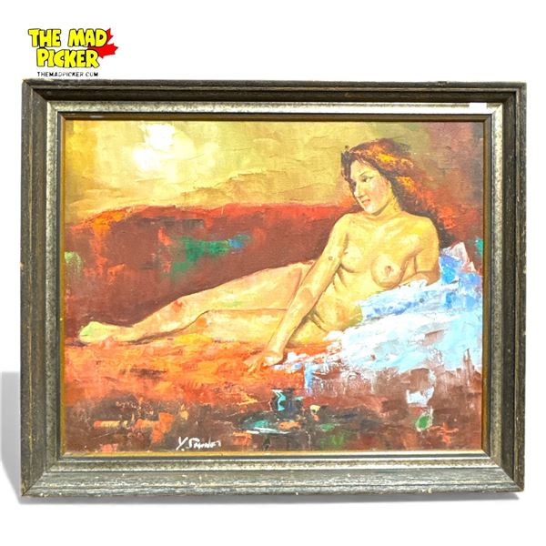Framed Original Painting Nude Signed by Y. Smonet 23x19"
