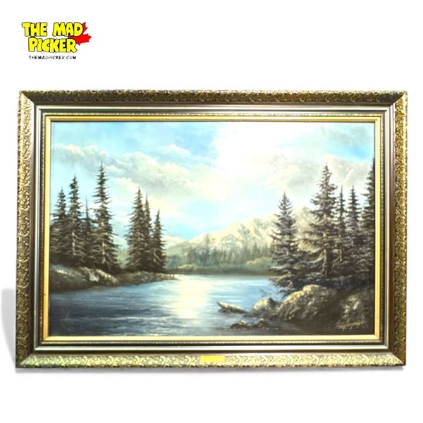 Framed Original Canadian Landscape Painting Signed by Peter Kaszonyi 42.5x30.5"