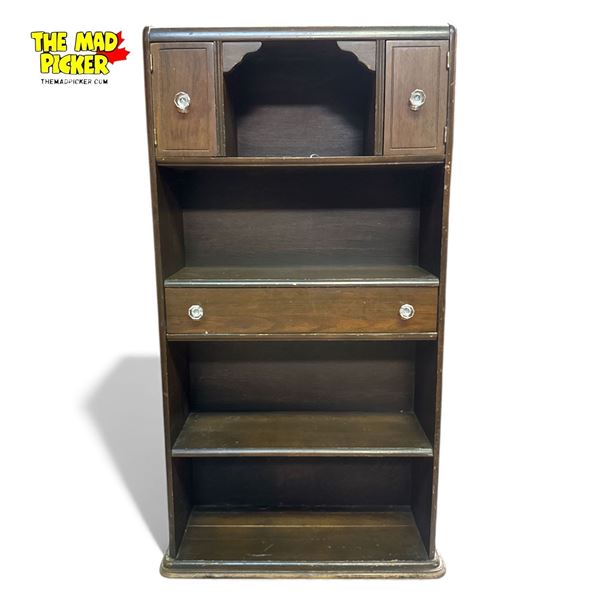 Vintage Small Wooden Bookcase w Glass Knobs 22x8x43"
