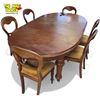 Image 1 : Vintage Solid Wood Table:  Comes w 6 Chairs & 2 Leaves  Screw Mechanism for Exapnding