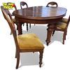Image 3 : Vintage Solid Wood Table:  Comes w 6 Chairs & 2 Leaves  Screw Mechanism for Exapnding