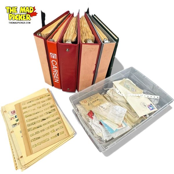 Six Binders With 4,000+ World Stamps, Mostly Cancelled, Plus Assorted Loose Packets Included