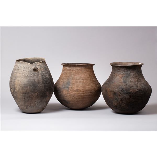 A Beautifully Crafted Trio of Mogollon Cooking Pots, Ca 1100 - 1300 AD