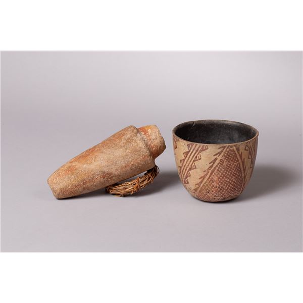 Hohokam Bowl and Stone Implement 1150 - 1500 AD