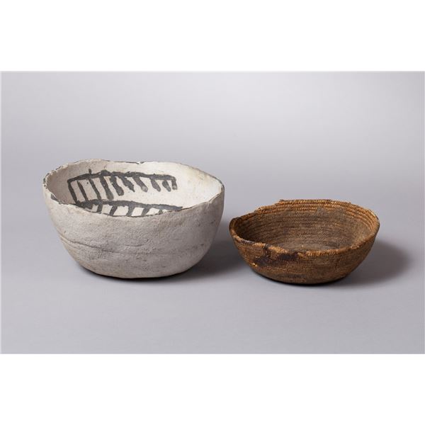 Important Grouping Consisting of a Basketmaker Basket and an Elusive Pithouse Bowl,  Ca 500