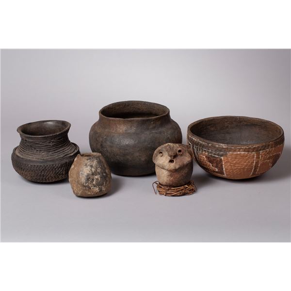 Prehistoric Ancestral Puebloan (Anasazi) Corrugated Pottery Group, Ca. 1200AD
