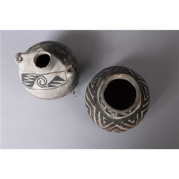 Two Black and White Anasazi Items: A Pot and A Canteen, Ca 1100 - 1300 AD
