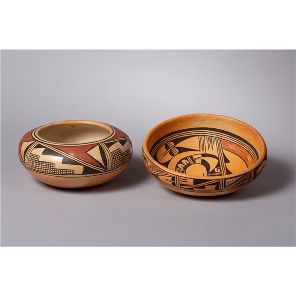 Vintage Group of Two Hopi Redware Pottery Bowls
