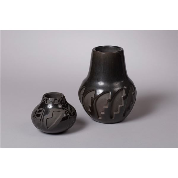 Pair of Santa Clara Blackware Pottery
