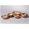 Image 1 : Group of Five Vintage Hopi Redware Polychrome Bowls, with Artist-Signed piece by Josephine Kachinman