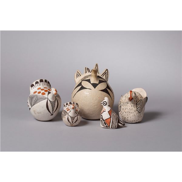 Fun Group of Five Various Acoma Birds of Various Dates