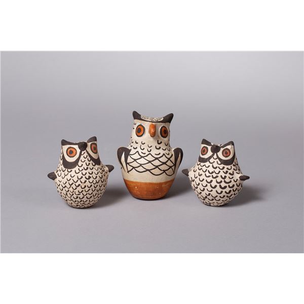 Three Small Acoma Owls of Various Ages