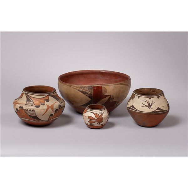 Group of Four Zia Pots
