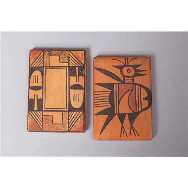 Vintage Group of Two Hopi Tiles by Sadie Adams (Hopi-Tewa, 1905 - 1995)