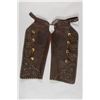 Image 1 : Rare Vintage Hamley & Co Studded Chaps with Whirling Log Symbols, Ca 1910-1920s