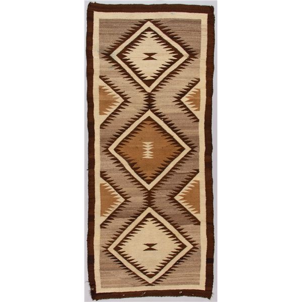 Exceptional Hand-Woven Navajo "Two Grey Hills" Regional Rug Runner