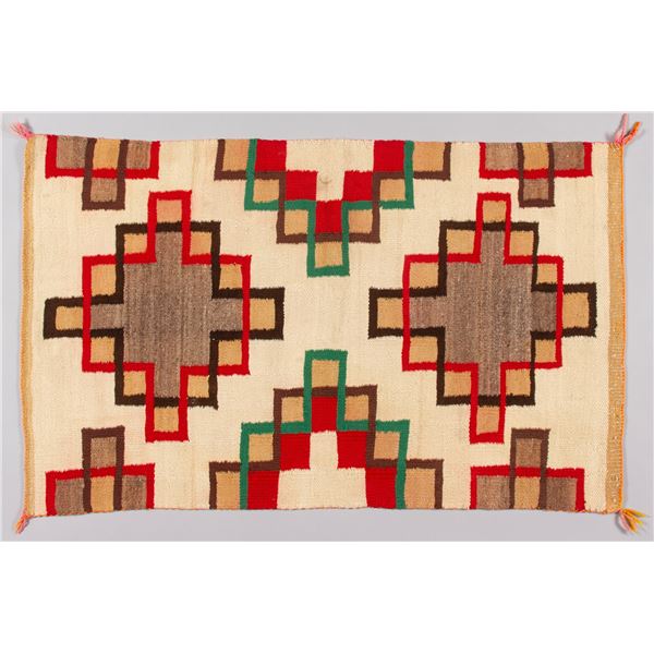 Handwoven Navajo Regional Rug with Interlocking Geometric Design