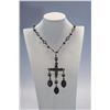 Image 1 : Mexican /Spanish Necklace Silver Beaded with Cross and Icons
