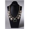 Image 1 : Vintage Navajo Morgan Dollar Coin Squash Blossom Necklace with Turquoise Naja