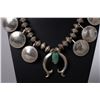 Image 3 : Vintage Navajo Morgan Dollar Coin Squash Blossom Necklace with Turquoise Naja