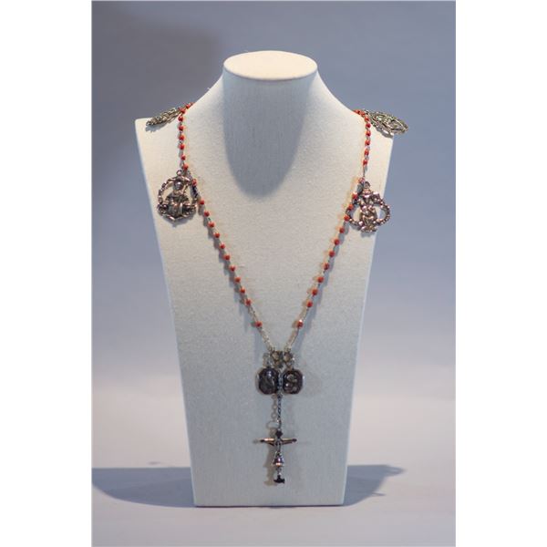 Antique Rosary with Coral Beads