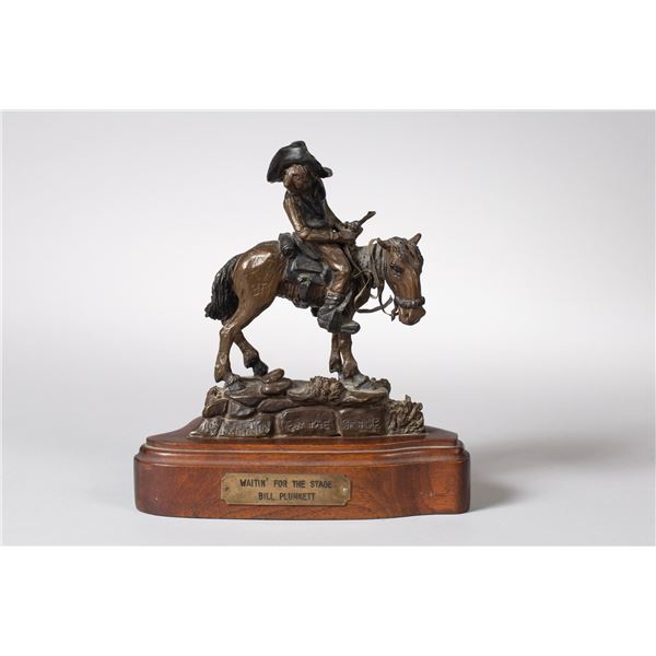 Bill Plunkett (American, 20th Century) "Waitin' for the Stage" Bronze sculpture, edition 17/50