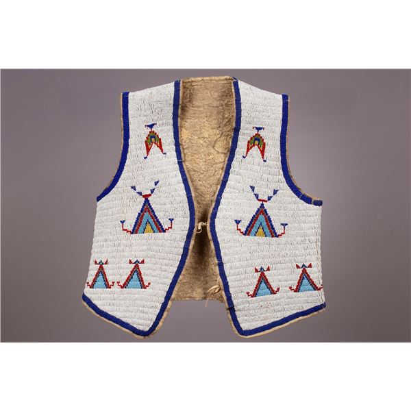 Sioux Pictorial Beaded Hide Vest, 1890s