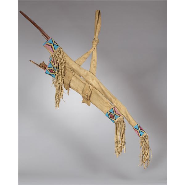 Northern Plains Beaded Bow Case and Quiver with Bow and Arrows, Ca 1890s