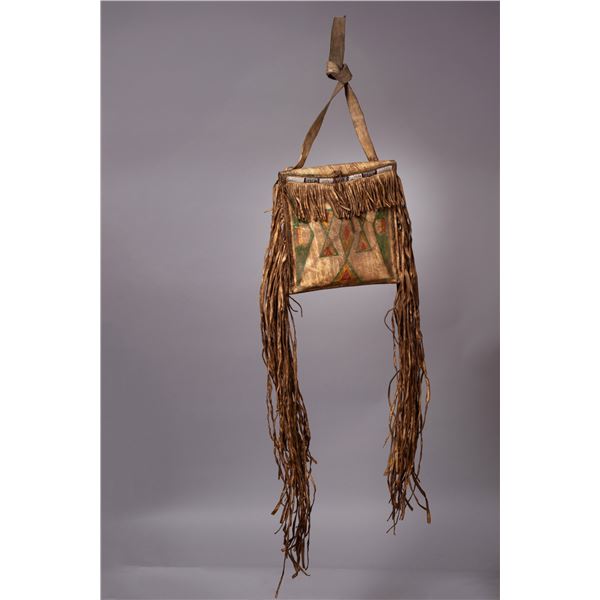 Northern Plains Beaded & Parfleche Bag With Long Fringe