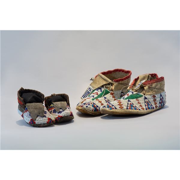 Two pair of Sioux Beaded Moccasins, 1880-90s