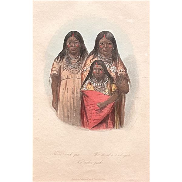 George Catlin (1796-1872) Two Handtinted prints"A Mandan Girl" and "Ne-bet-neuh-qua, Wos-see-ab-e-ne