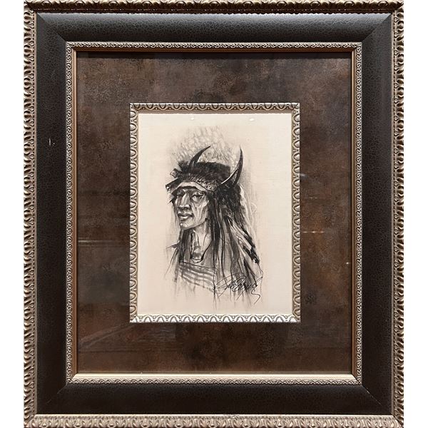 Paul Dyck (1917-2006) "Gros Ventre Man" Charcoal