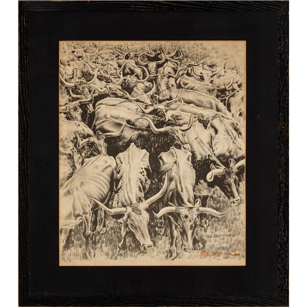 Bob Dale (1927 - 2015) "Texas Longhorn Cattle"