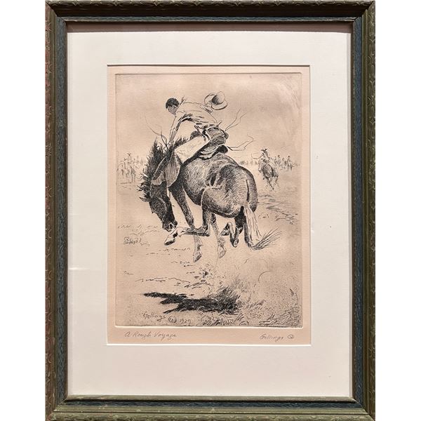 Bill Gollings (1878-1932) "A Rough Voyage"Signed Etching