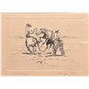 Image 1 : Bill Gollings (1878-1932)"Saddling" Signed and Dated Etching