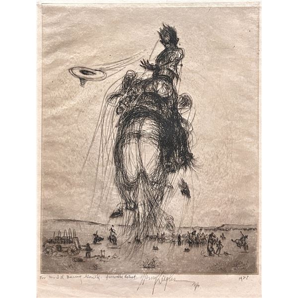 Henry (Harry) Ziegler (1889-1968) "Bucking Horse" Signed Etching