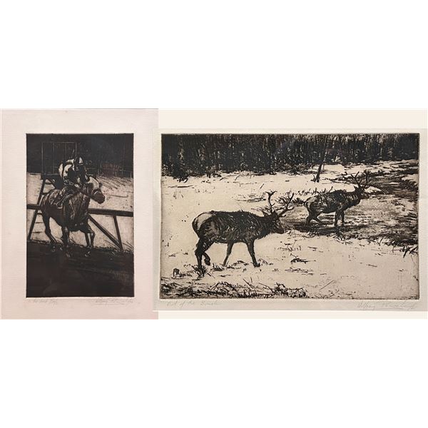 Wolfgang Pogzeba (1930-1982) Two etchings: "In the Lead" & "Out of the Brush"