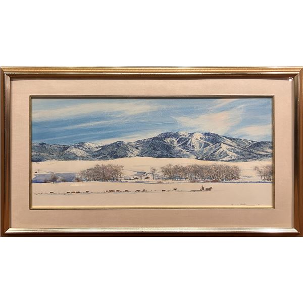 Edie Dismuke (20th Century) "Winter on the Farm",  1987 Watercolor