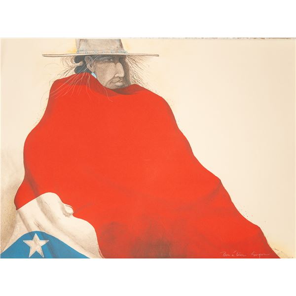 Ed Singer (Dine (Navajo), b.1951) "Texas Flag" 1983 Bon A Tirer  Lithograph