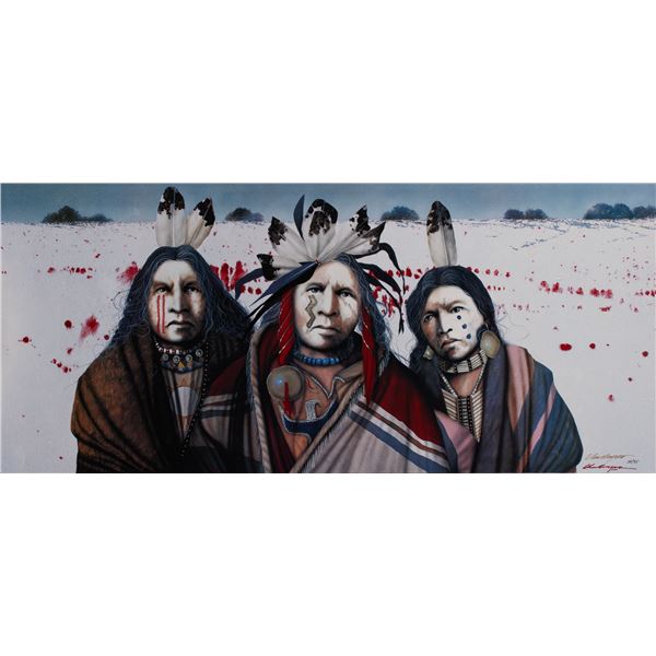 JD Challenger "Ghost Dance in the Snow" Canvas Lithograph; 16" x 36"